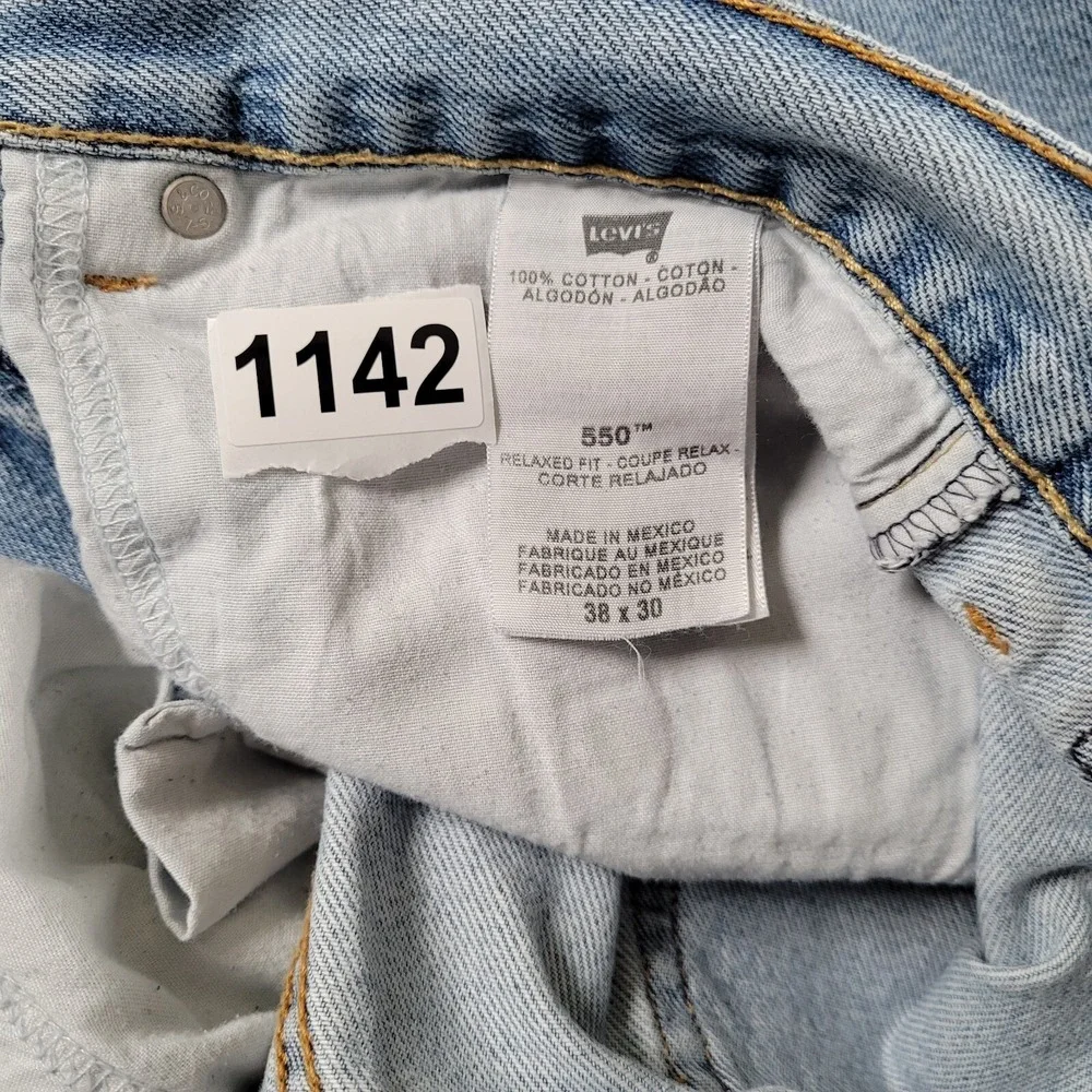 Levis 550 Jeans Mens (Label 38x36) Relaxed Fit Tapered Hipster Black Batwing Tag - Picture 9 of 10